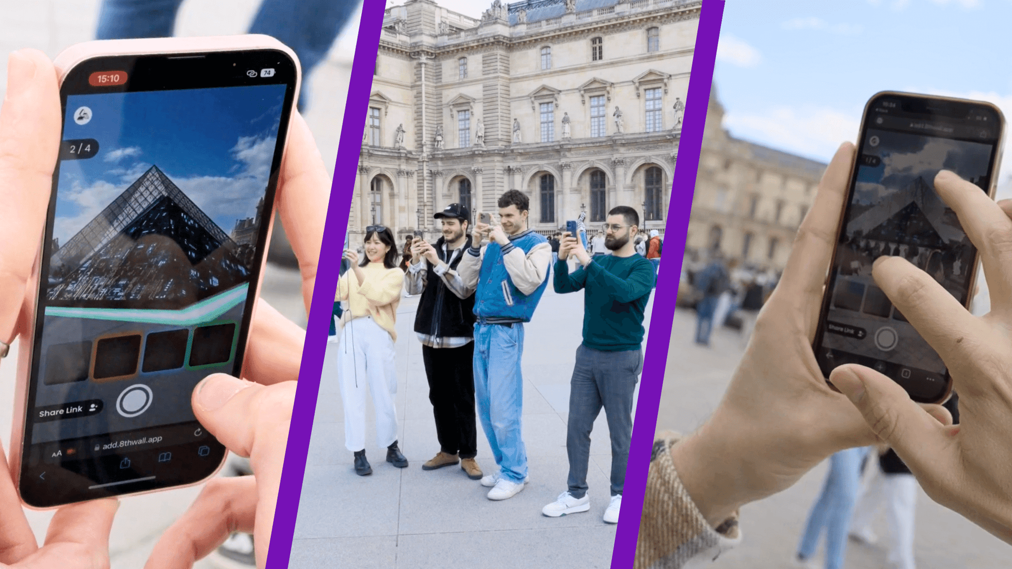 Players engaging in pyramid Shared AR experience built by Atomic Digital  Players engaging in pyramid Shared AR experience built by Atomic Digital