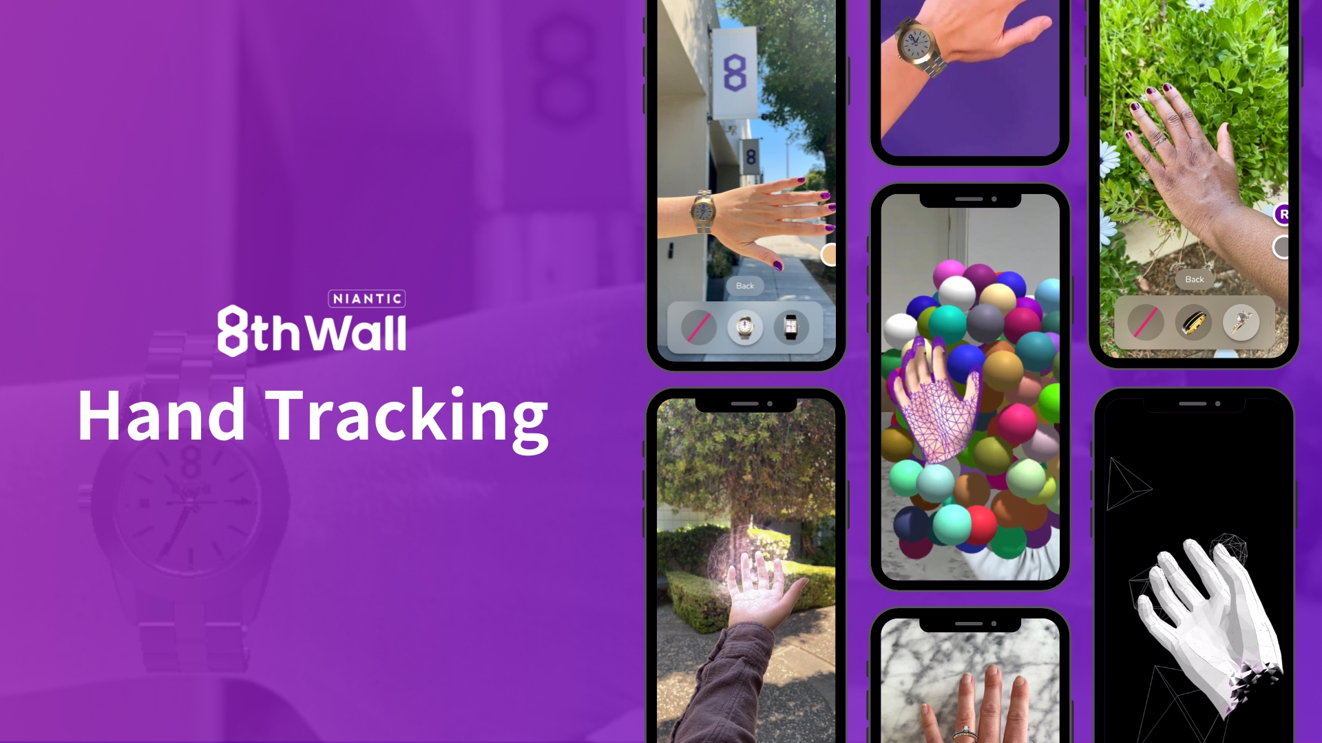example use cases in phones of 8th wall hand tracking
