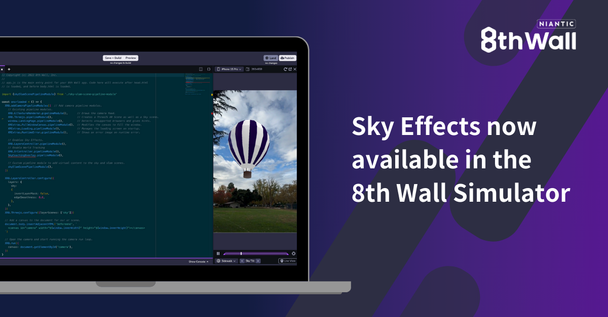 8th Wall Sky Effects image in computer